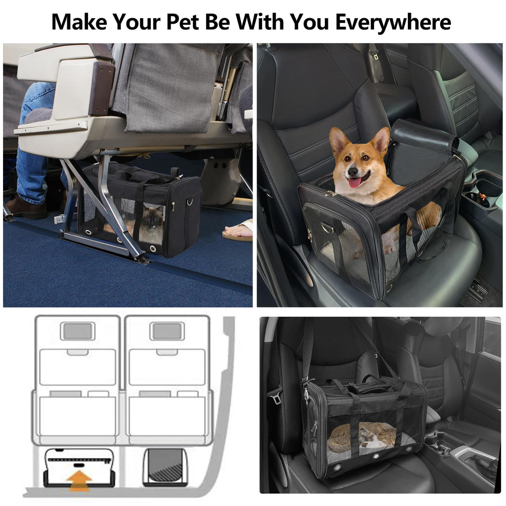 SWUVVI soft-sided carrier safety strap demonstrates secure travel use