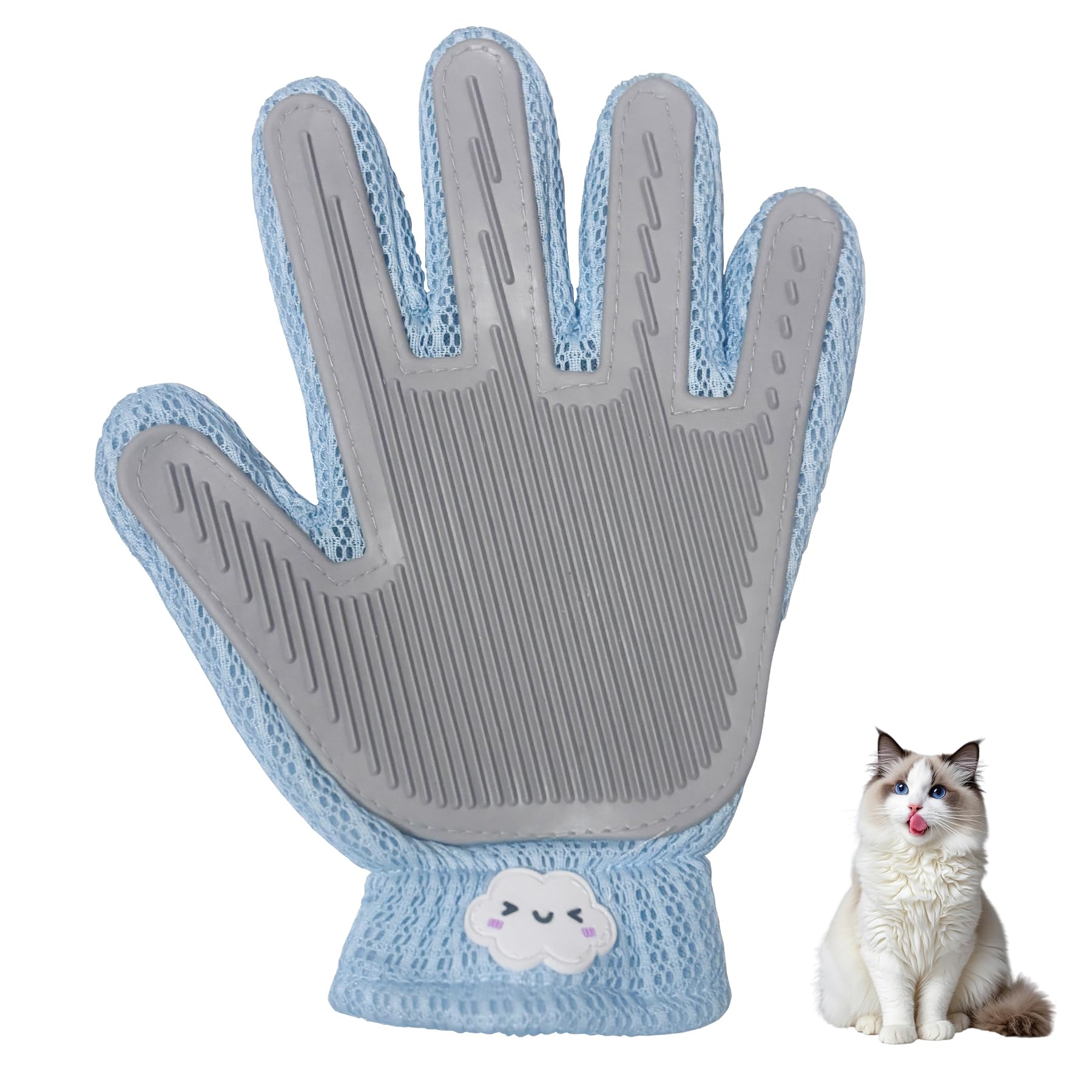 Swwrtbywer pet hair removal glove used on sofa surface to capture lint and pet hair