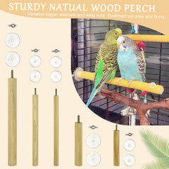 S&X Bird Perch integrates with perch covers for hygienic cage setup.