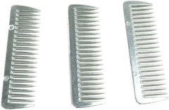 SXYH pulling combs set shown in-hand, durable stainless steel for knot removal on a horse mane.