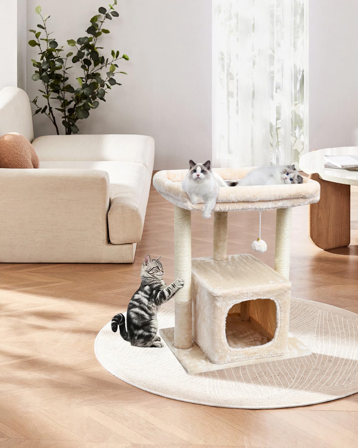 SYANDLVY 27 cat tree hanging-ball-play invites interactive entertainment for cats
