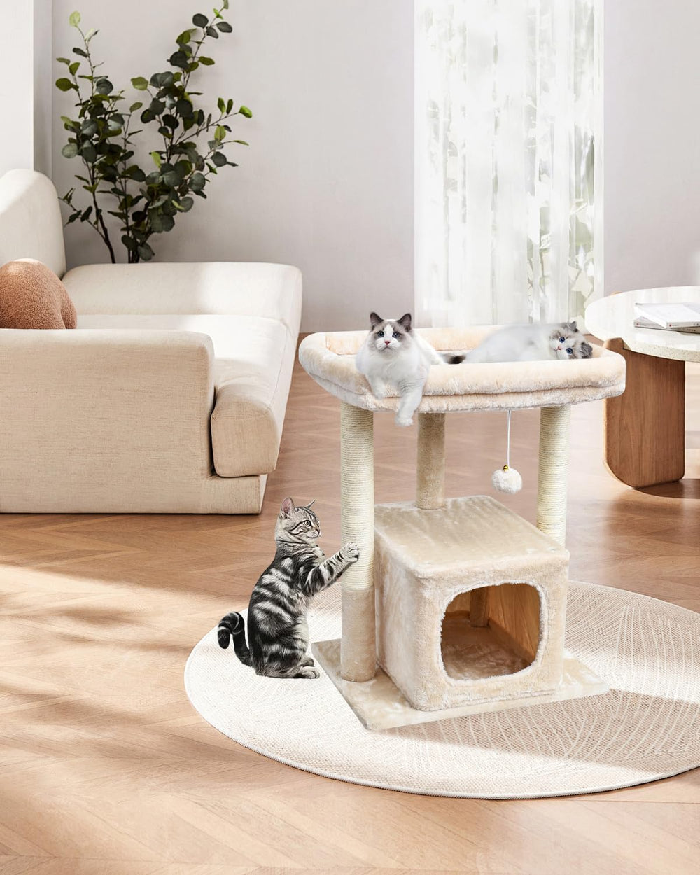 SYANDLVY 27 cat tree hanging-ball-play invites interactive entertainment for cats