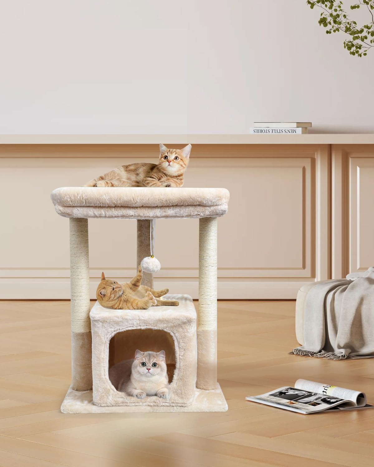 SYANDLVY 27 cat tree plush-cover delivers skin-friendly warmth for naps