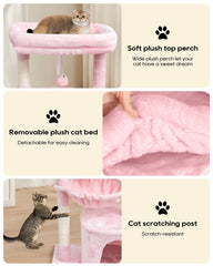 SYANDLVY pink cat tree cave image highlights cozy hideaway for quiet naps.