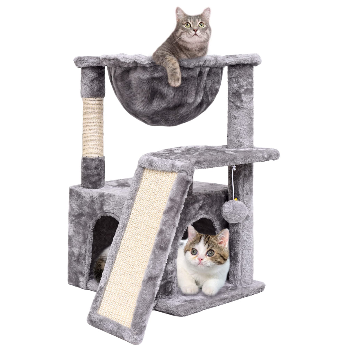SYANDLVY cat tree large indoor grey shows sturdy multi level design for indoor cats