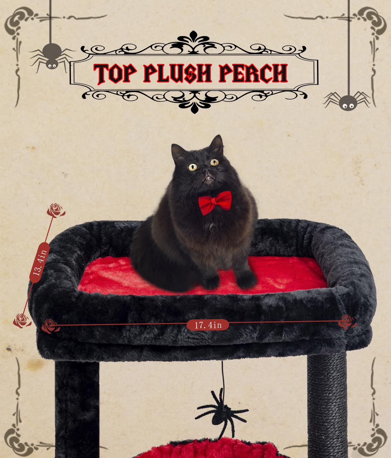 SYANDLVY Gothic Cat Tree easy-clean cushions simplify maintenance