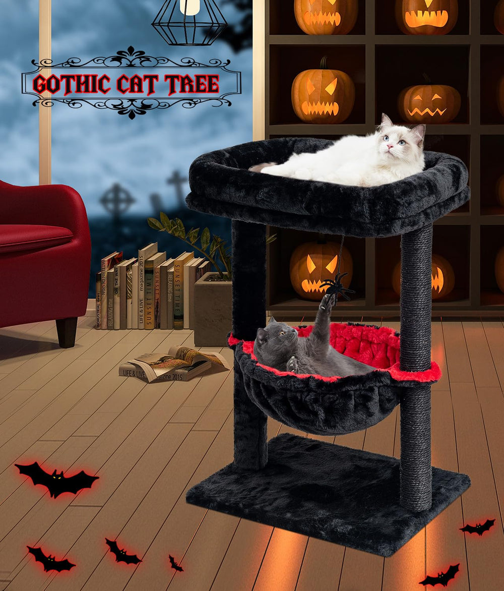 SYANDLVY Gothic Cat Tree hanging ball stimulates playtime