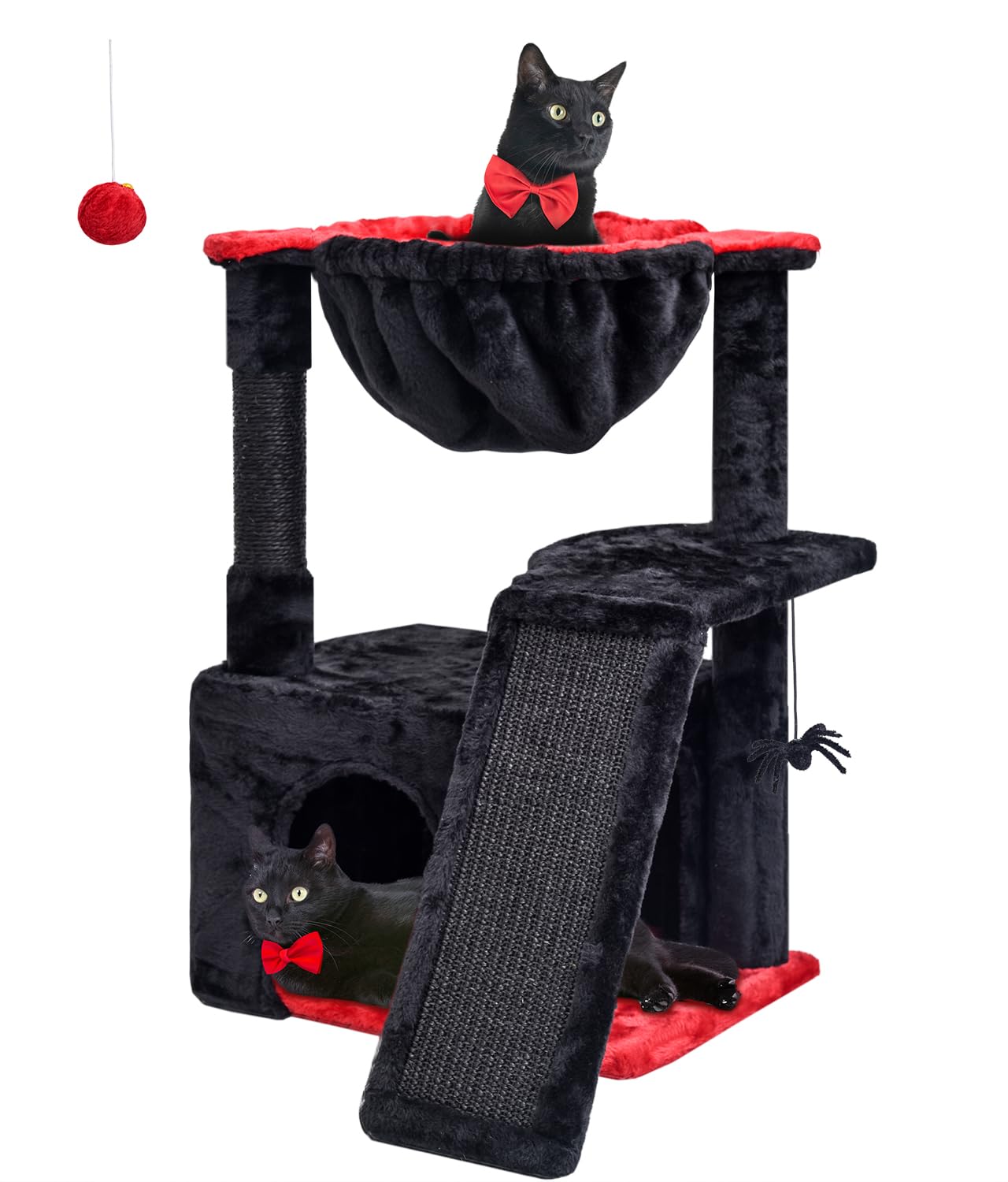 SYANDLVY Gothic Cat Tree large cradle—cozy resting spot for indoor cats with plush comfort.