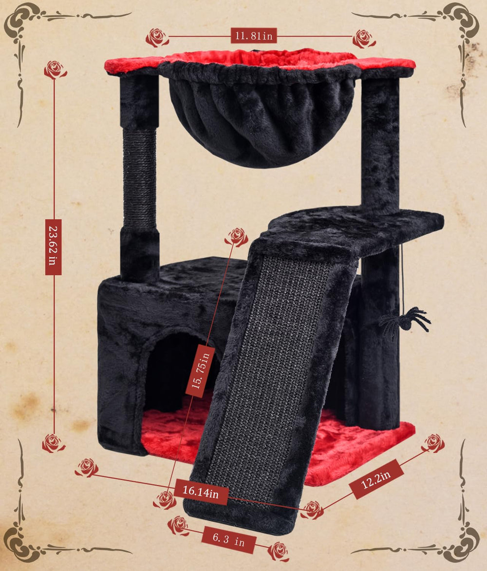 SYANDLVY Gothic Cat Tree plush perch—soft elevated view for observing rooms and sunbeams.