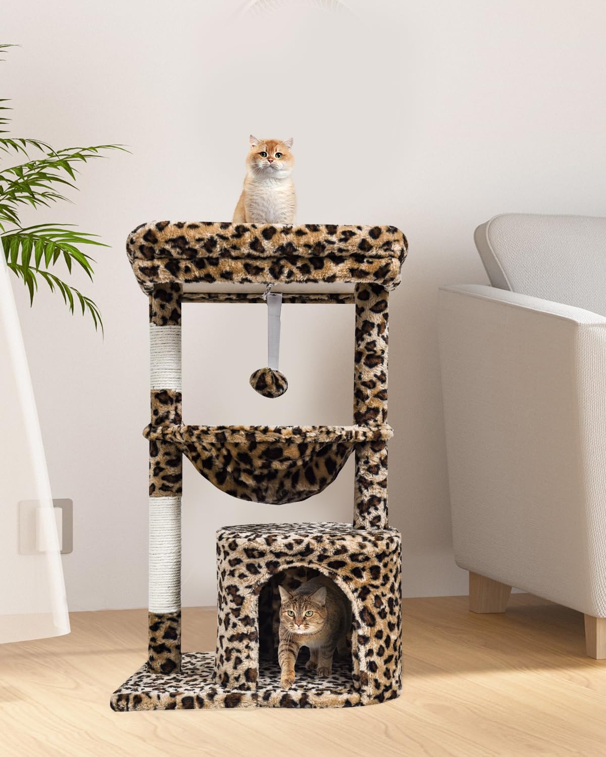 SYANDLVY leopard cat tree easy assembly with clear instructions saves setup time.