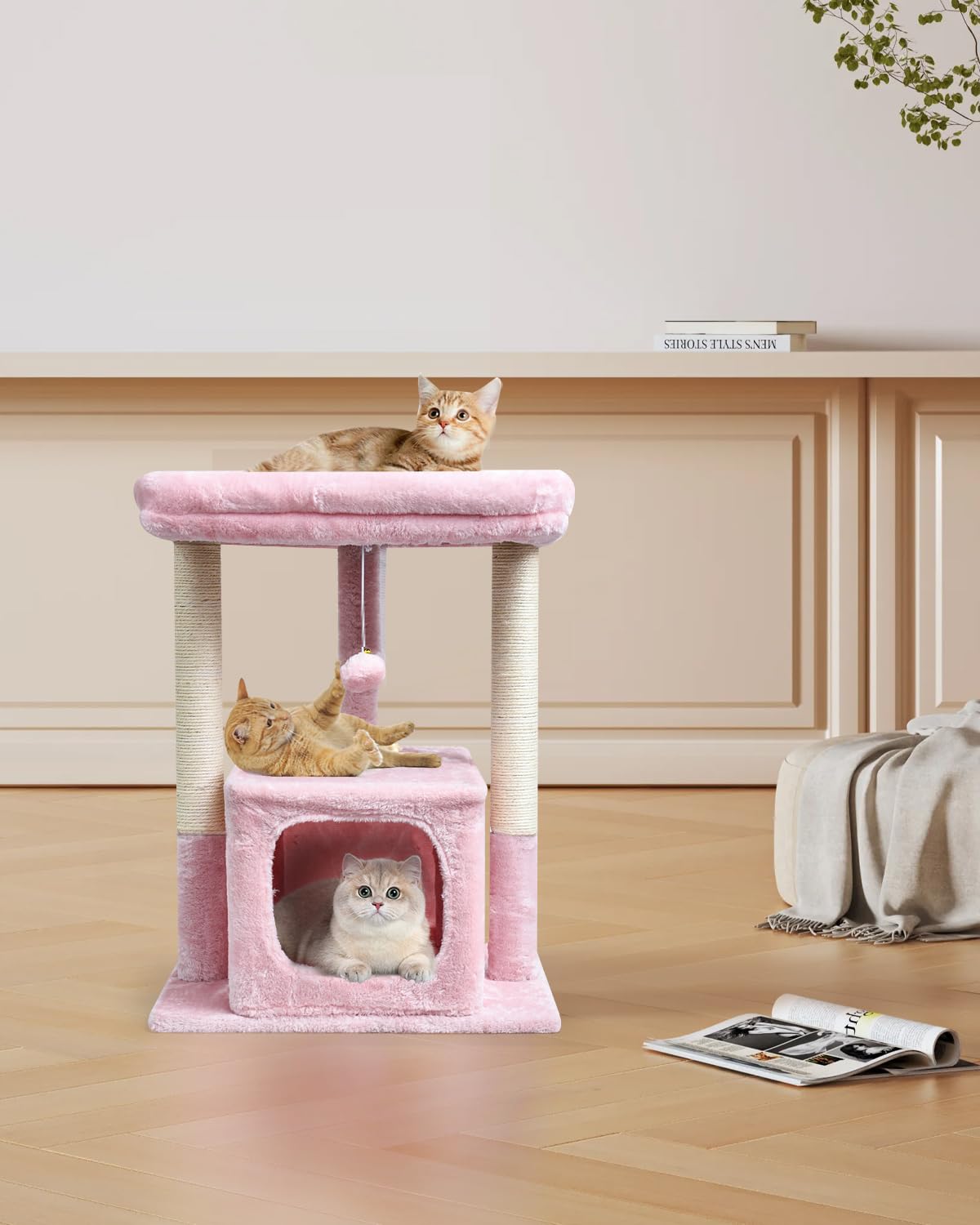 SYANDLVY small cat tree kittens condo and cat cave for cozy retreats