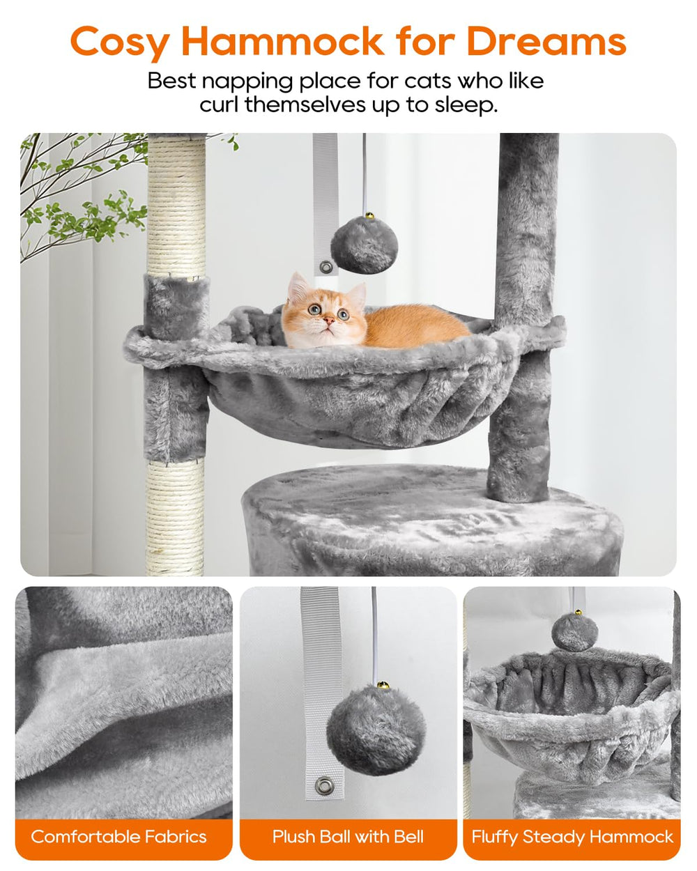 SYANDLVY small cat tree natural sisal posts satisfy scratching instincts.