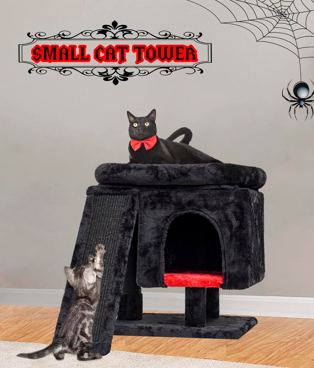 SYANDLVY Gothic Cat Tree sisal-board—large scratching surface for stretching.