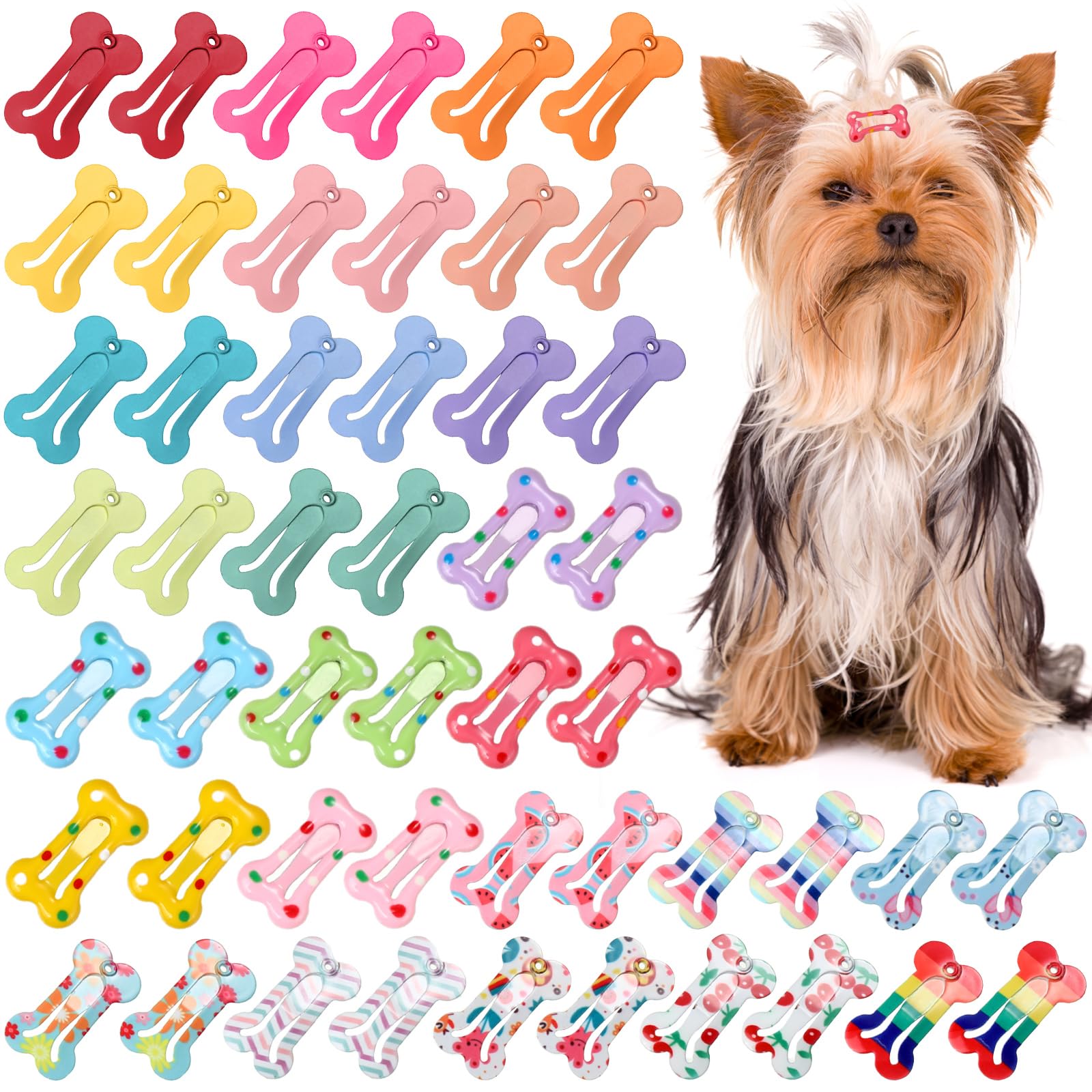 Syhood bone-shaped pet hair clip collection in multicolor for cute daily styling