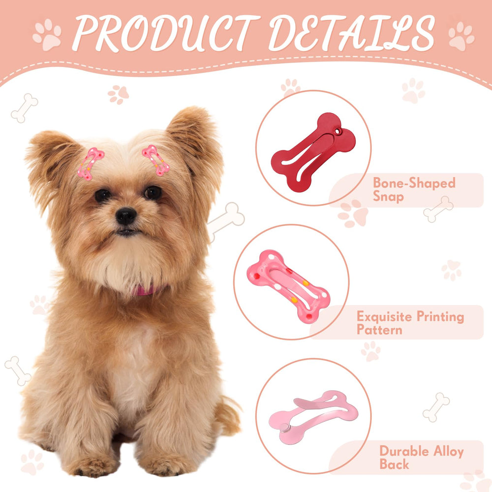 Syhood bone-shaped clips with varied patterns for festive pet outfits and photoshoots