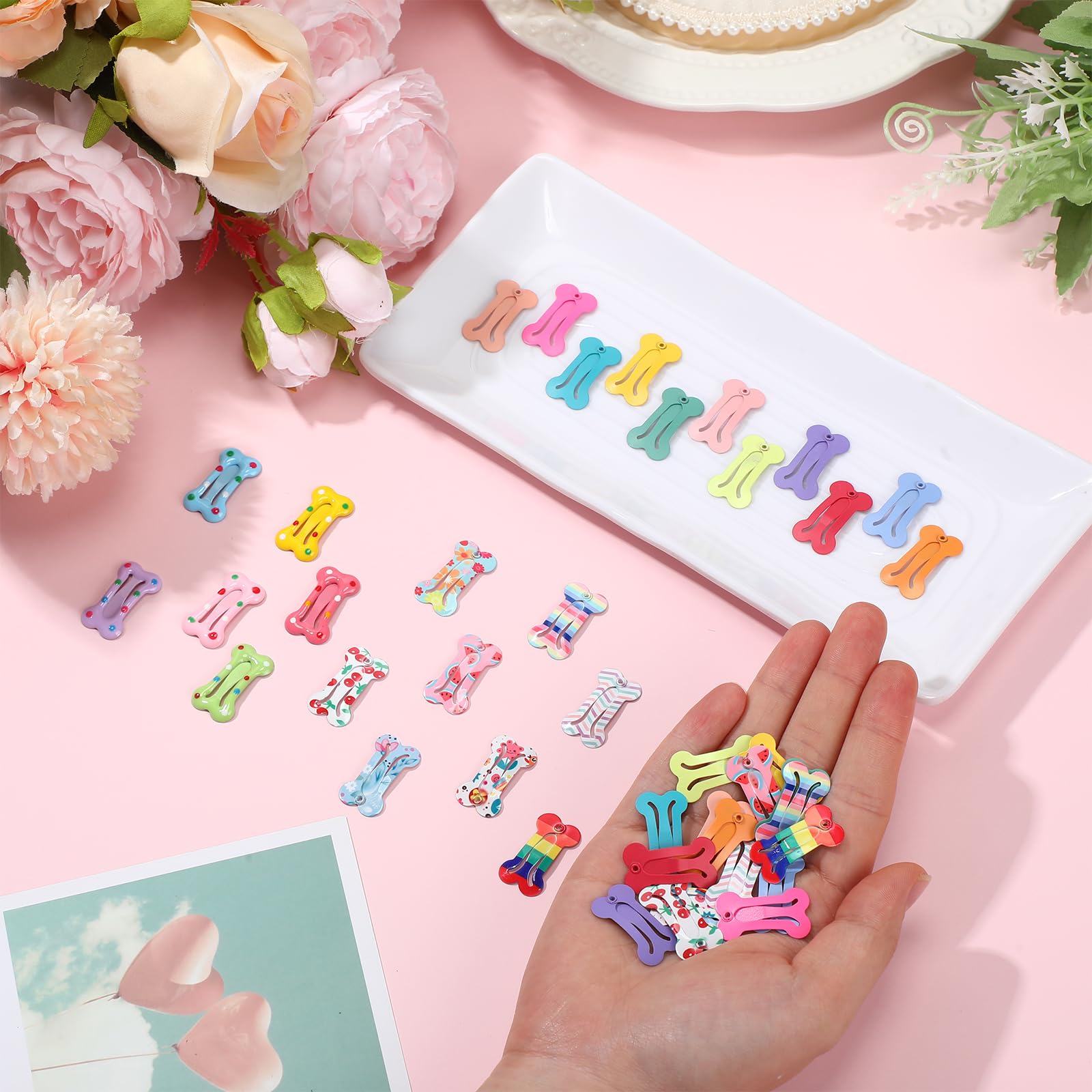 Syhood multicolor bone clips designed for secure grip during pet grooming sessions