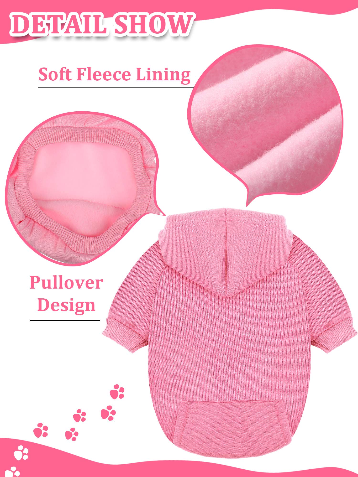 Syhood pink dog hoodie with hat adds cute warmth.