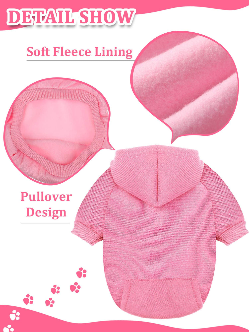 Syhood pink dog hoodie with hat adds cute warmth.
