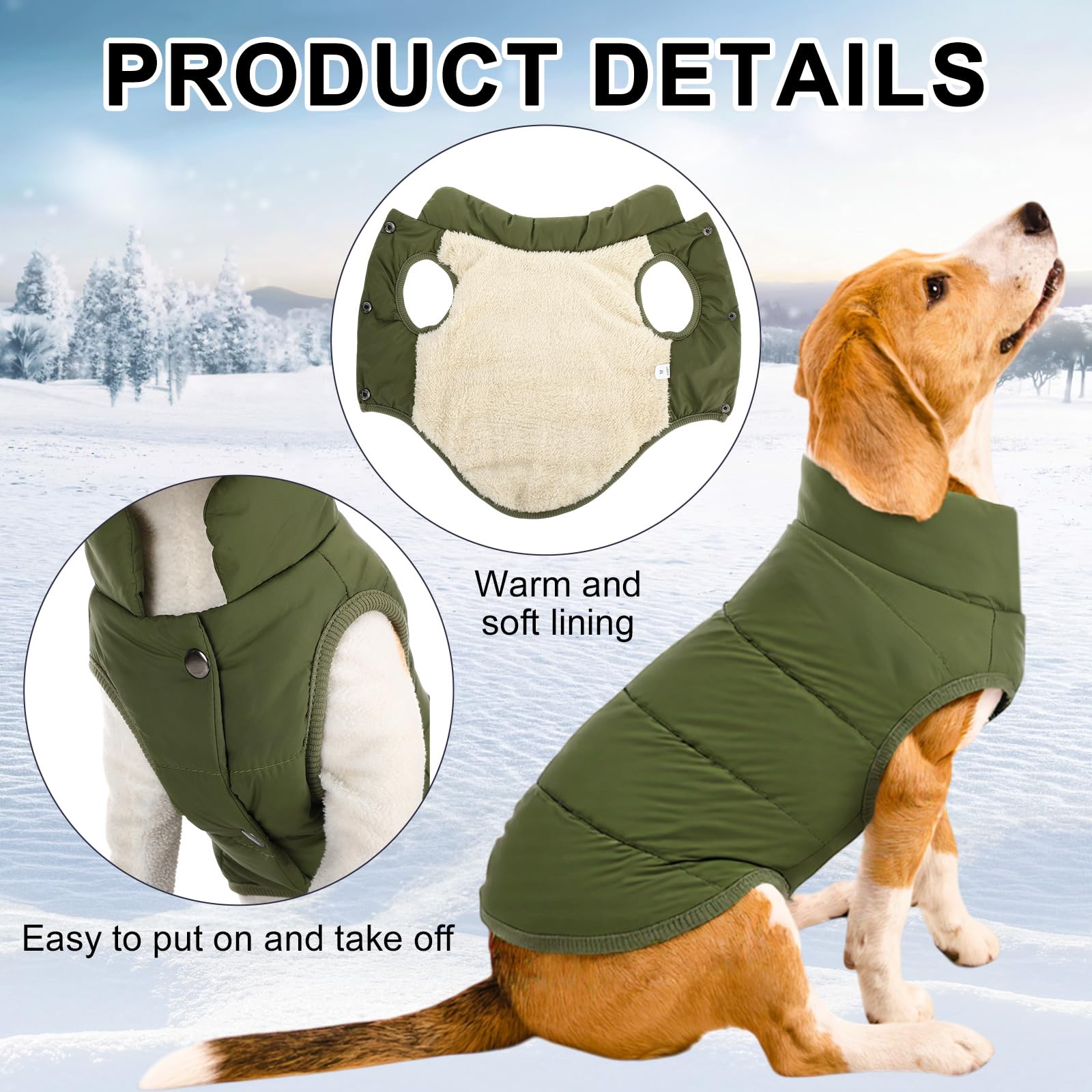 Syhood dog jacket front paws holes enable easy wear and movement