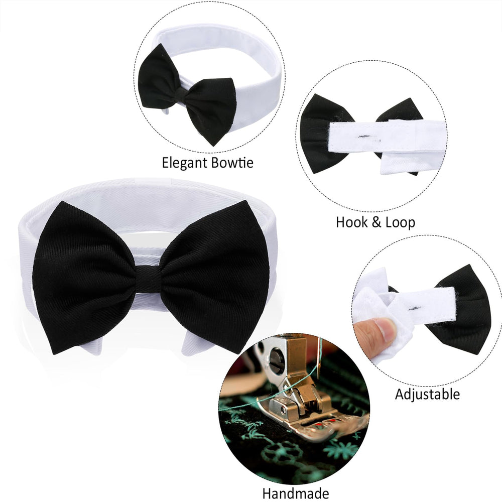 Syhood bow tie red-white set adds colorful charm to small dogs and cats.