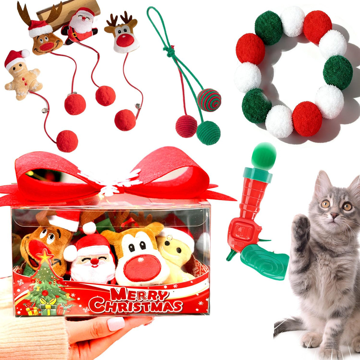 Symhobby Christmas cat toys set stimulates indoor play and curiosity.