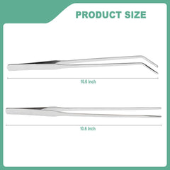 Syn-zer stainless steel reptile feeding tongs with curved tip for gentle restraint.