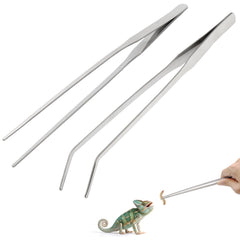Syn-zer stainless steel reptile feeding tongs with straight tip for precise feeding and control.