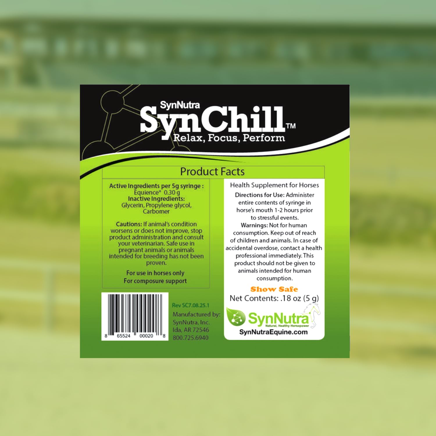 SynNutra Equine SynChill may support steady focus during training sessions.