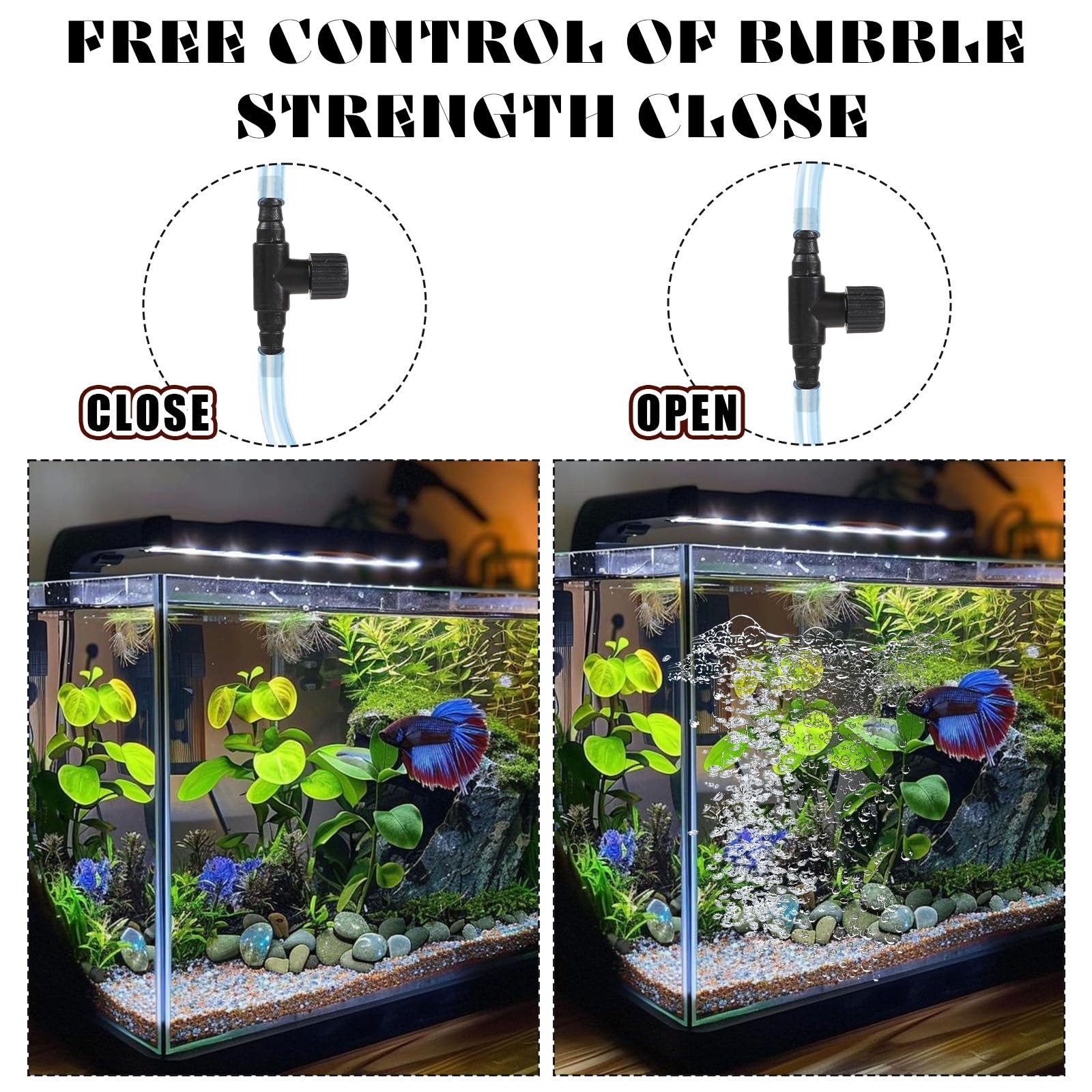 SynHHnergyx black T-shaped hose connector enables easy adjustable airflow in tanks
