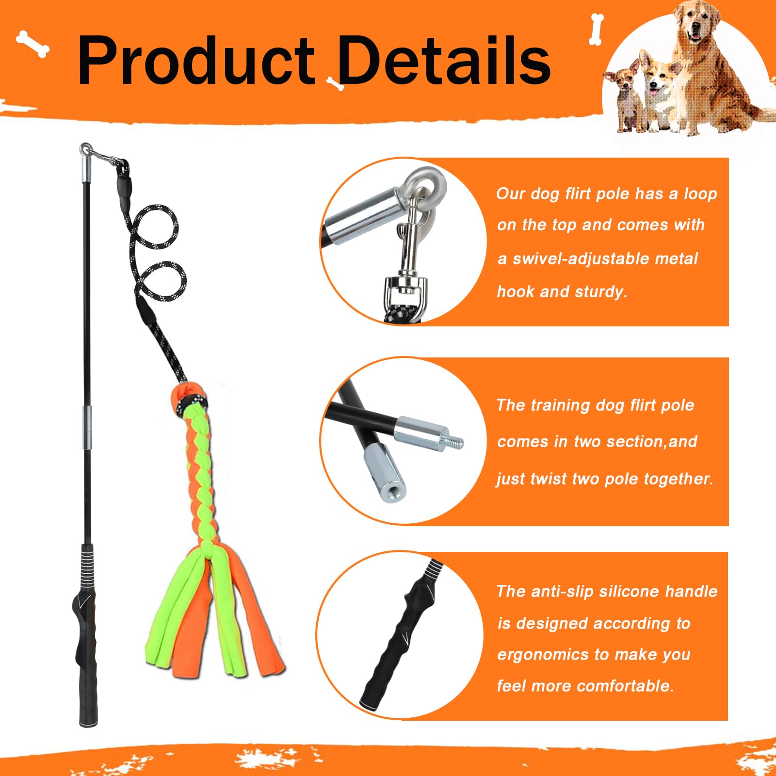 SYOOY Flirt Pole with durable stainless steel core during workouts