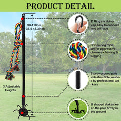 SYOOY tether dog tug toy dog chasing action demonstrates engaging interactive play.