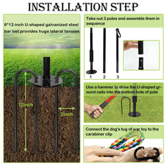 SYOOY tether dog tug toy height adjustment showing three height options.