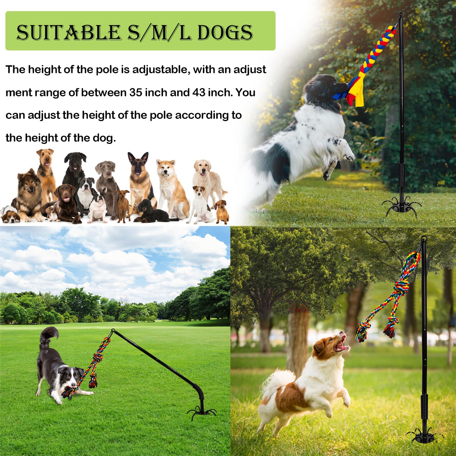 SYOOY tether dog tug toy in-yard installation ready for yard play.