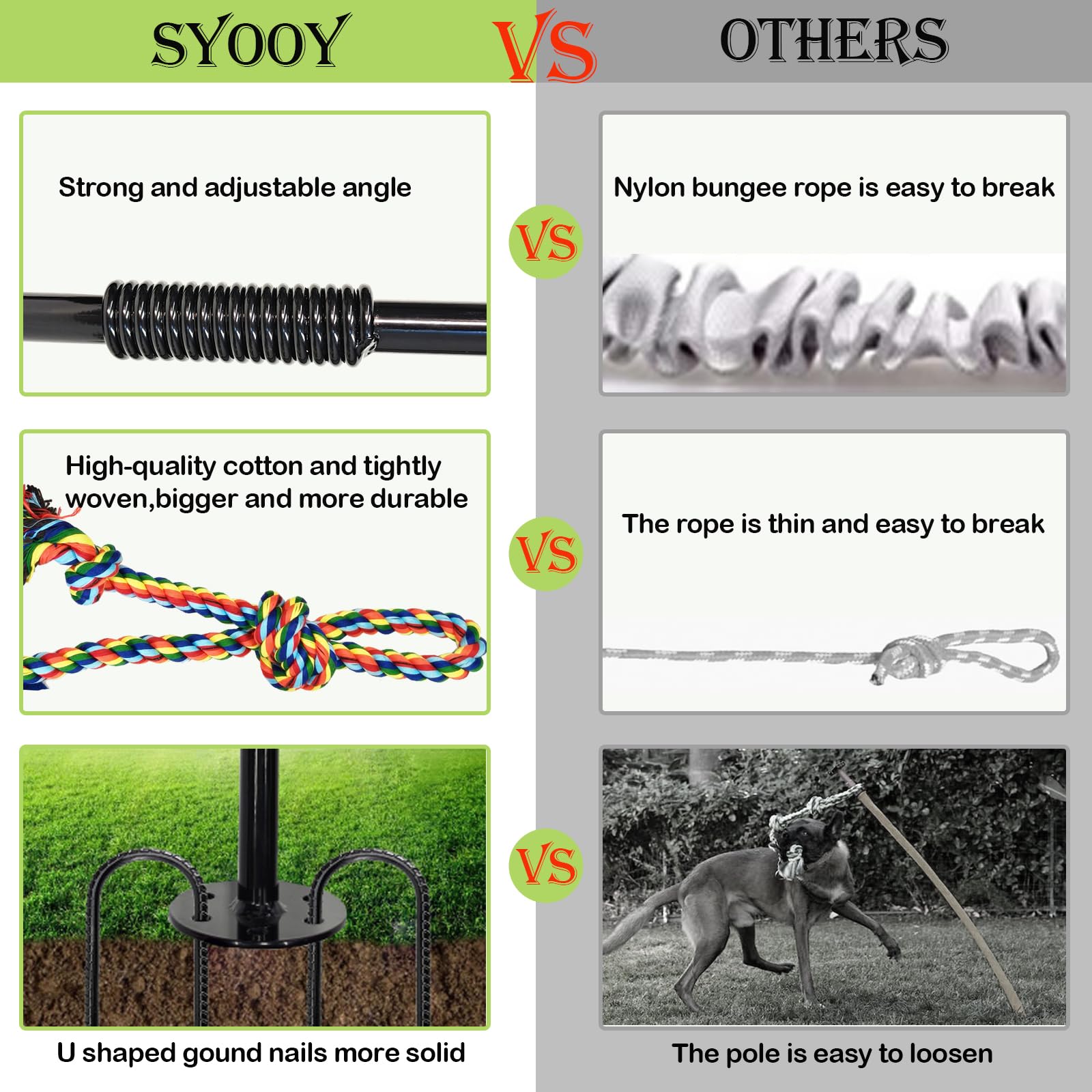 SYOOY tether dog tug toy indestructible-hook demonstrates secure toy attachments.