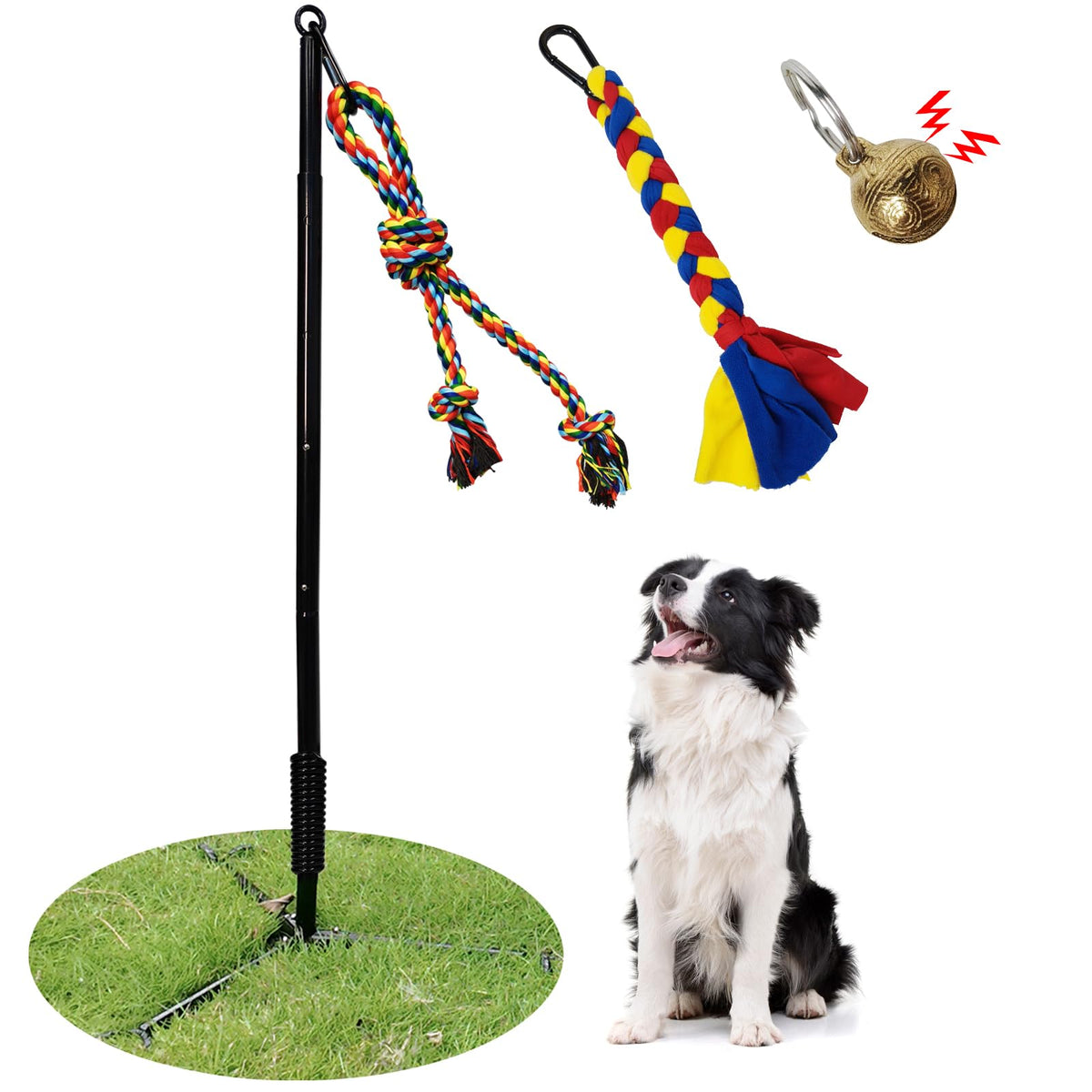 SYOOY tether outdoor dog toy assembly supports interactive yard play.