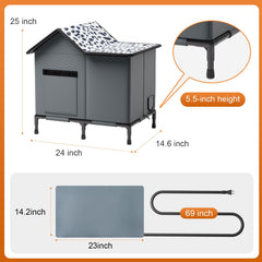 SYREMERS heated cat house side view highlights spacious interior for multiple cats.