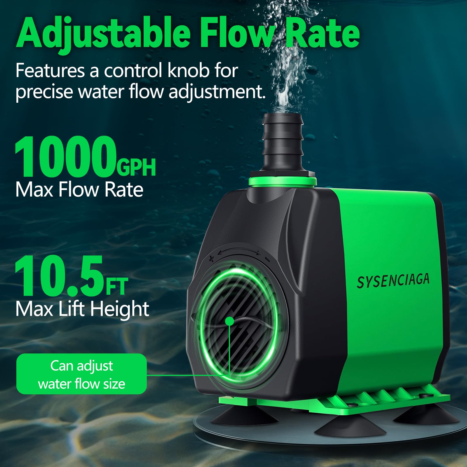 SYSENCIAGA 40W fountain pump side view for easy mounting