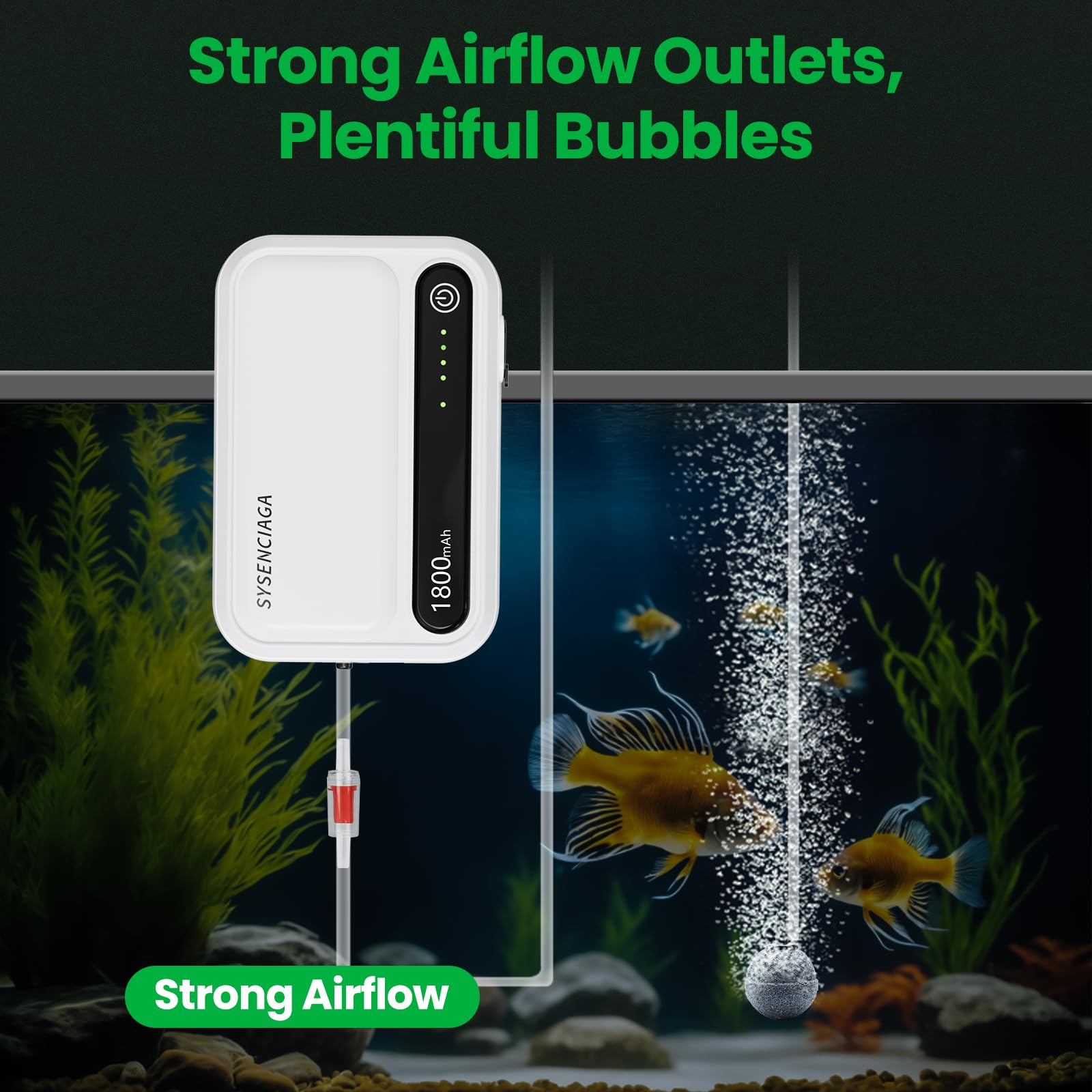 SYSENCIAGA aquarium air pump auto-switch-power, seamless operation during outages.
