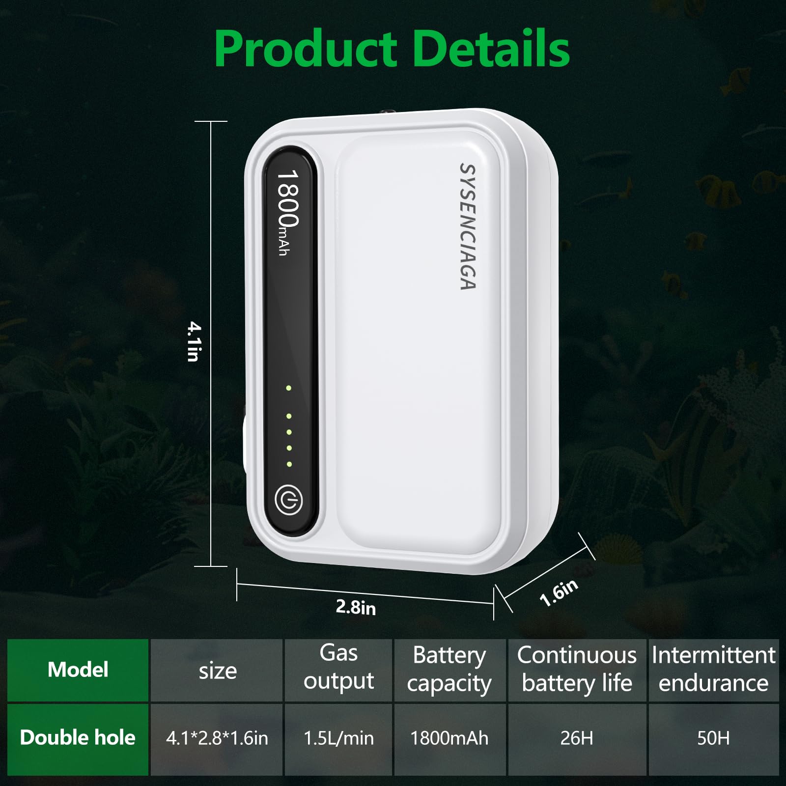 SYSENCIAGA aquarium air pump ultra-quiet-copper-motor, calm aquarium environment.