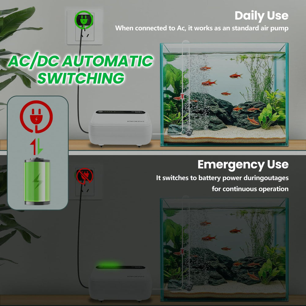 SYSENCIAGA aquarium air pump rechargeable-battery, reliable power for off-grid tanks.
