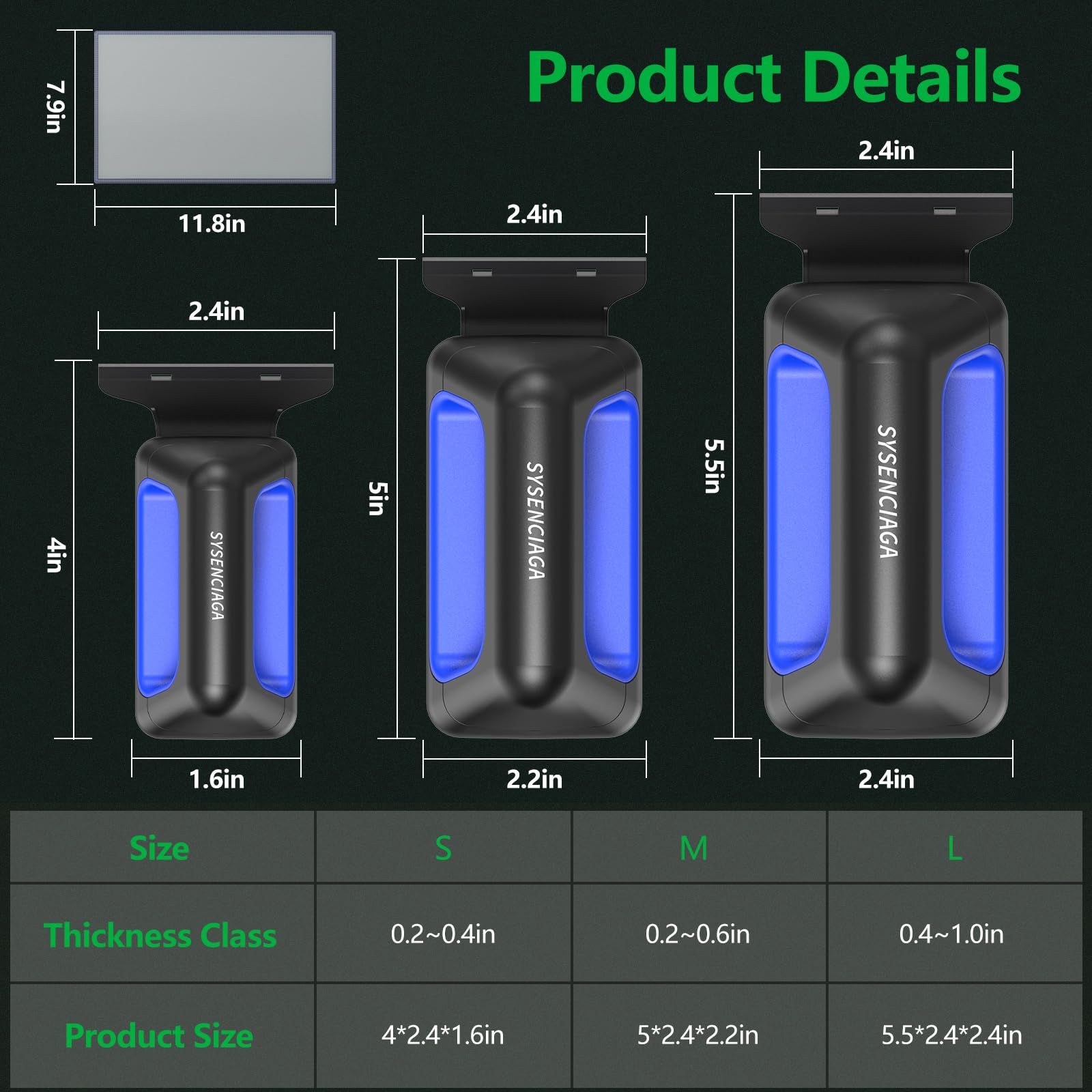SYSENCIAGA stainless-steel scraper blade protects glass while cleaning