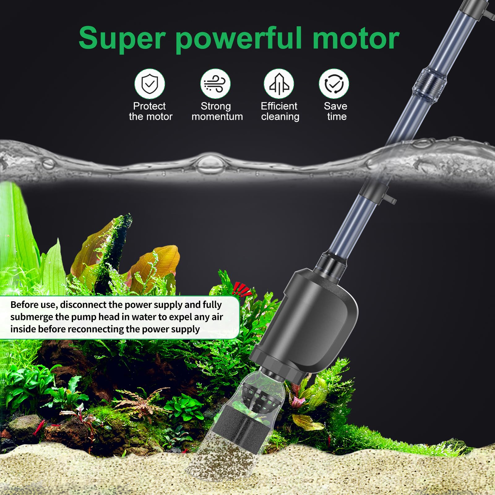 SYSENCIAGA flexible water hose—extended reach for water changes without spills.