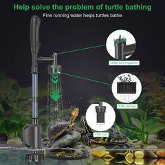 SYSENCIAGA vacuum cleaner with telescopic tube extended—adjustable reach for tall tanks.