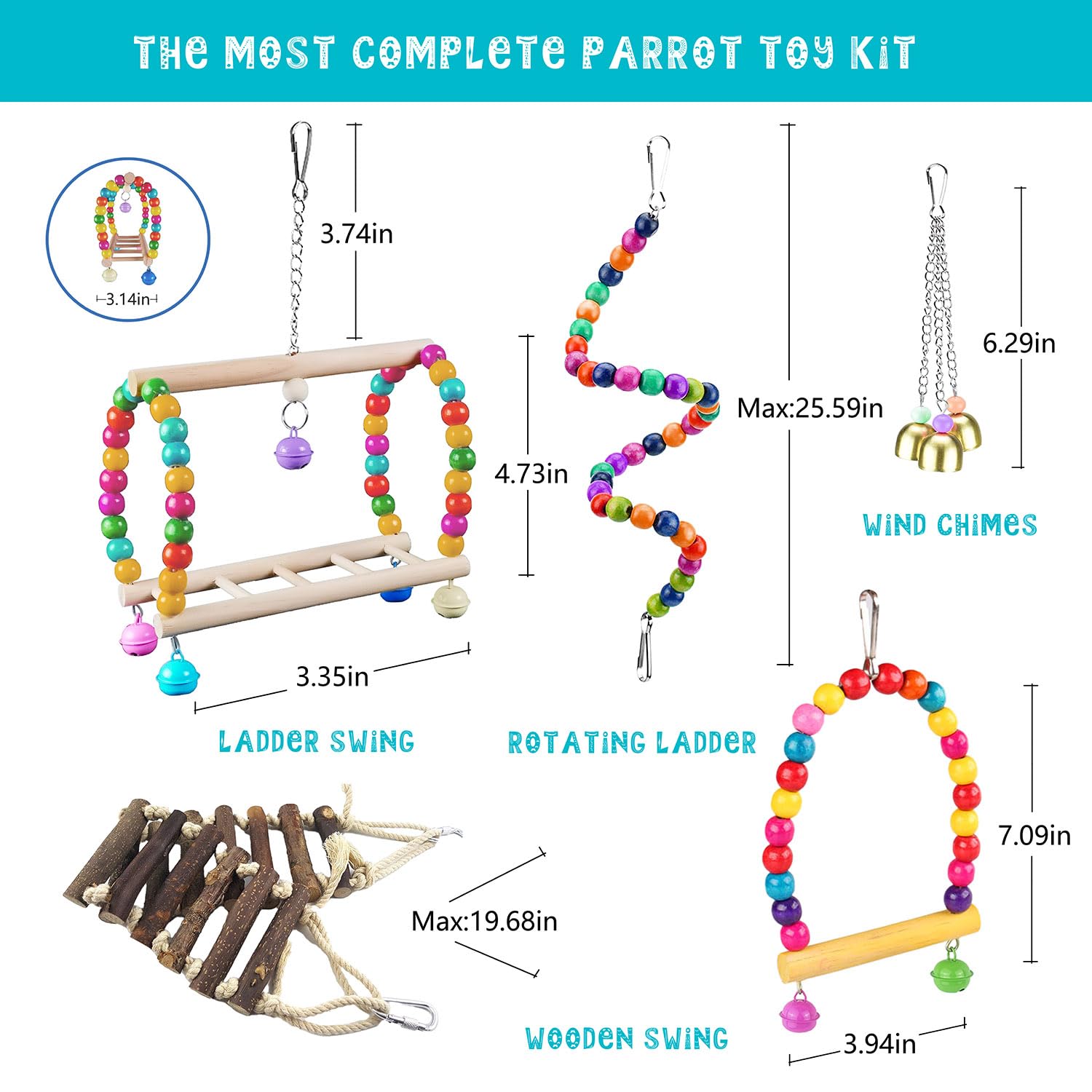 Sysmashing wind chimes provide gentle sound and interactive entertainment for curious birds.