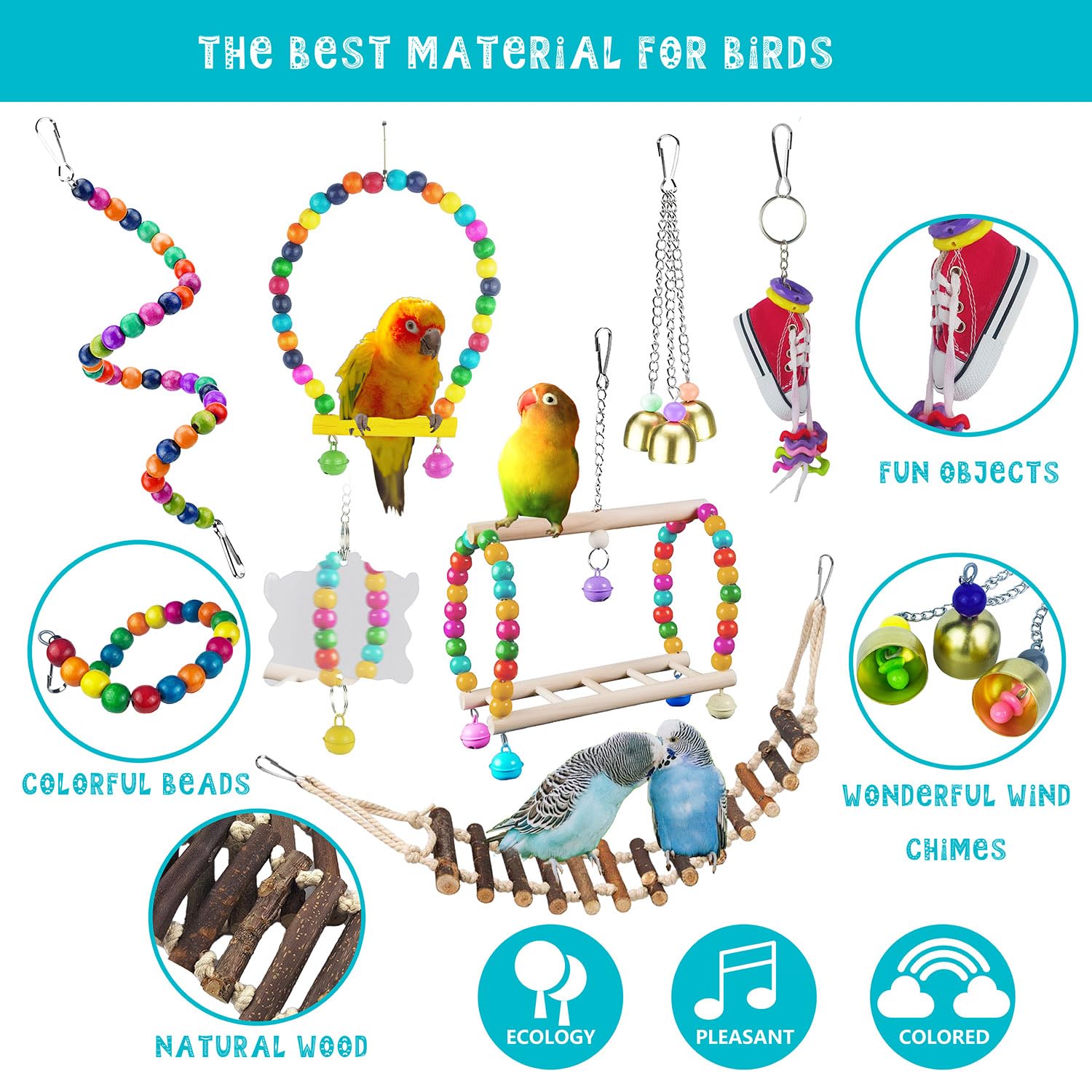 Sysmashing natural wooden ladder enhances climbing and perching for birds.