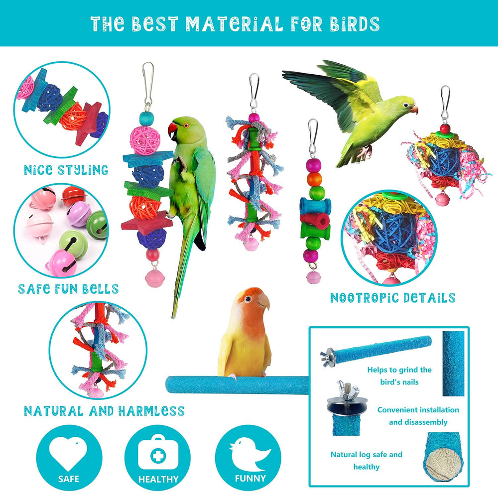 Sysmashing parrot swing with safe bells promotes playful swinging and auditory enrichment.
