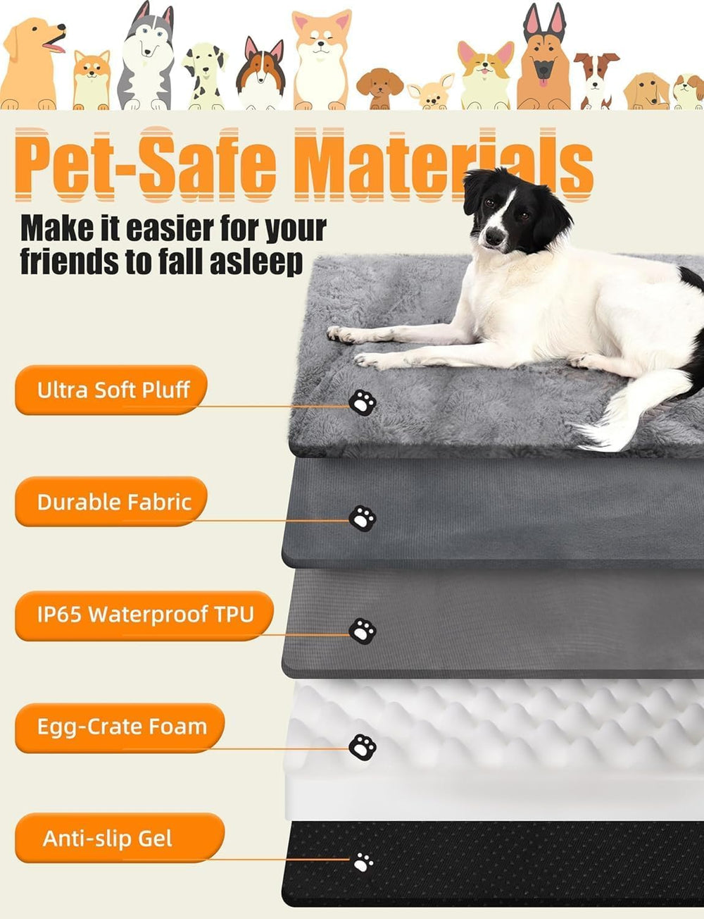 Sytopia Chew-Proof Dog Bed non-slip bottom stays in place on any floor