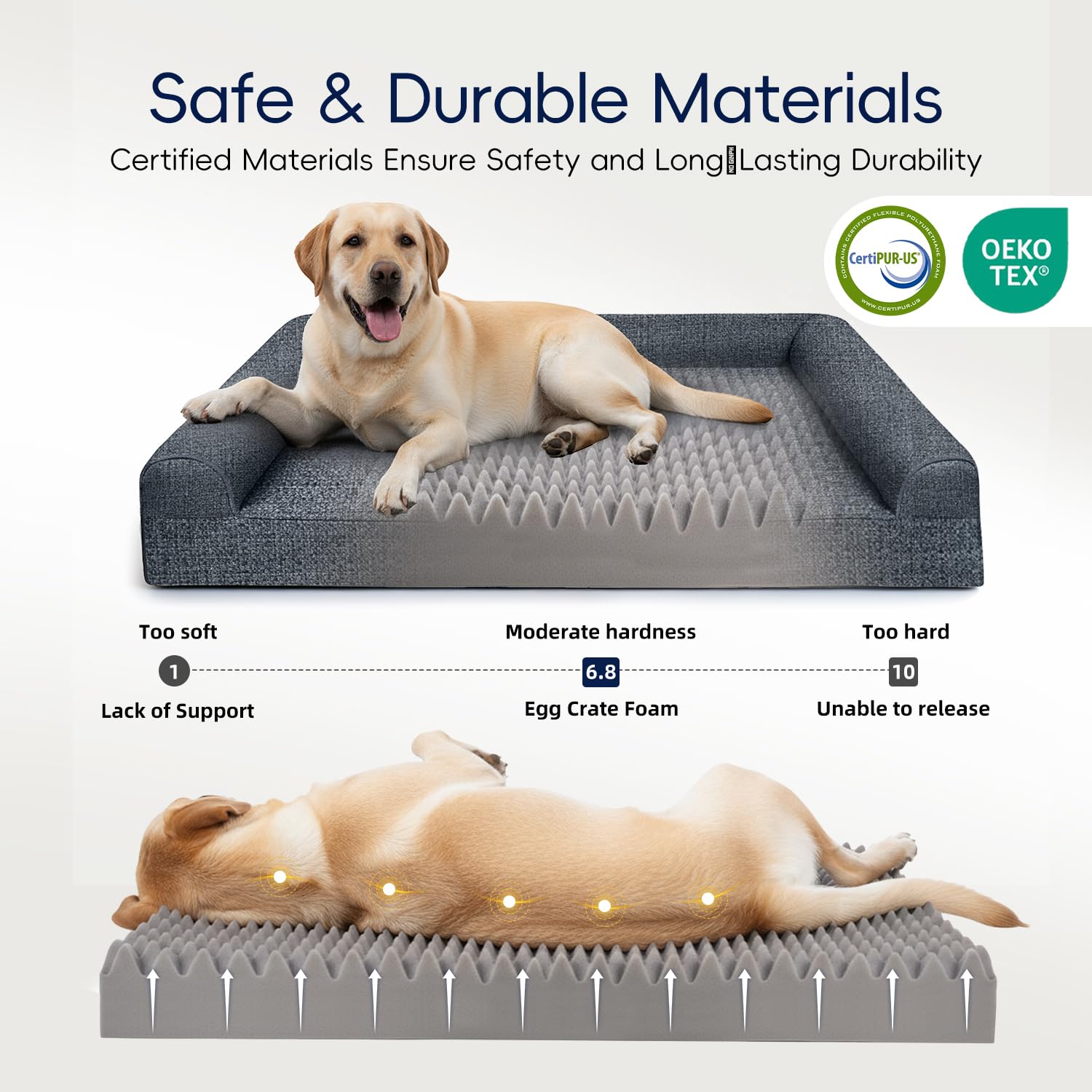 Sytopia XL bed measures 42x30 inches for large dogs up to 100 lbs