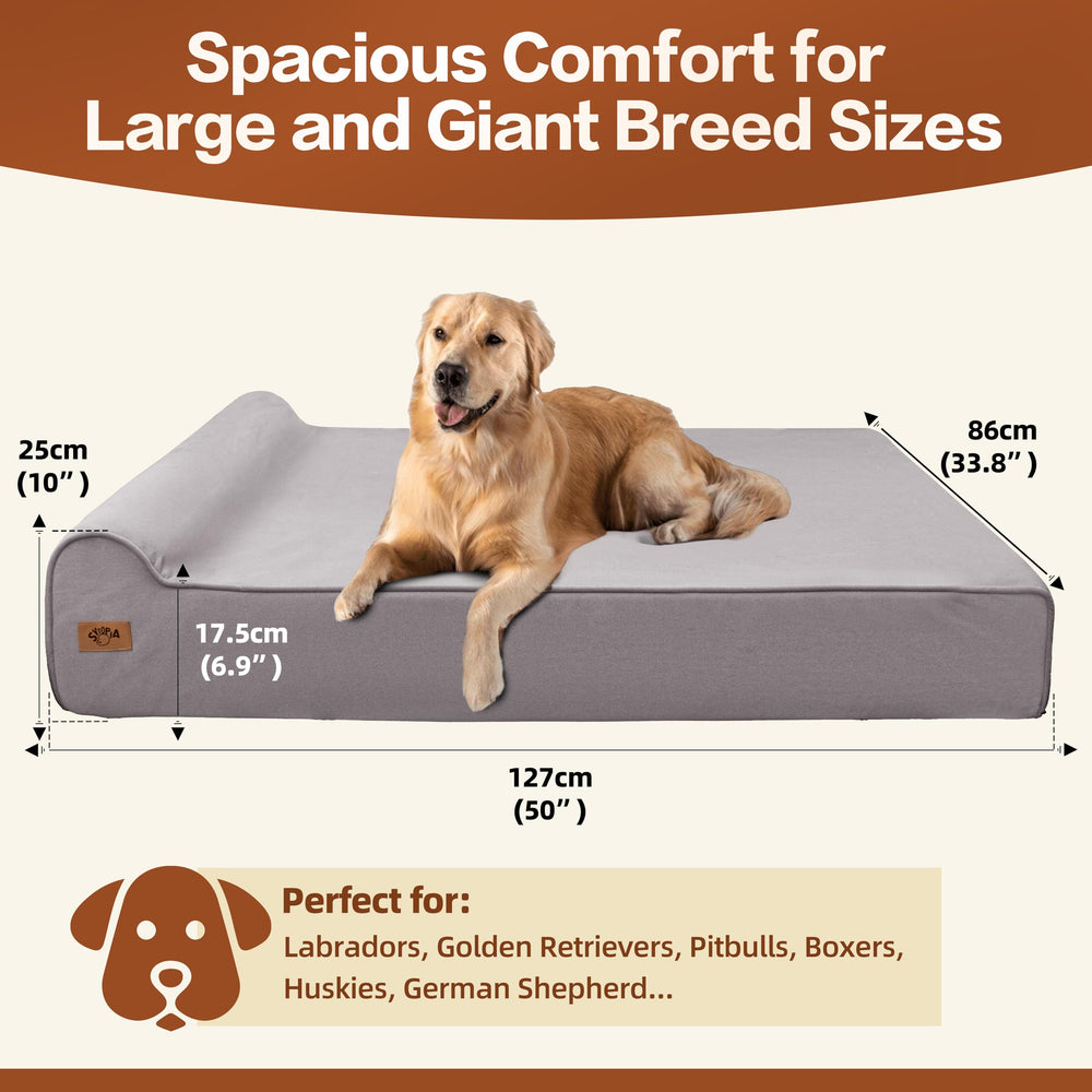Sytopia XXL 35D memory foam dog bed side view highlights supportive bolster and edges.