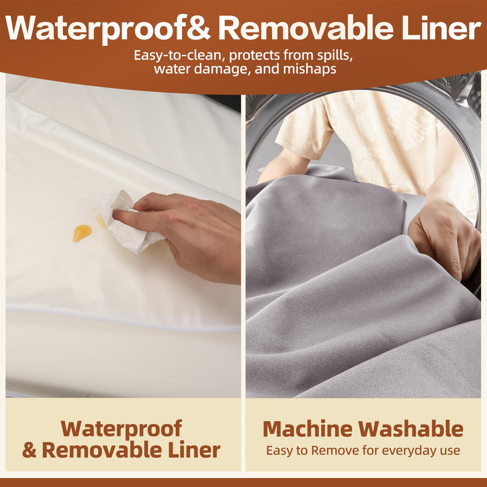 Sytopia XXL 35D memory foam dog bed waterproof liner guards against spills and accidents.